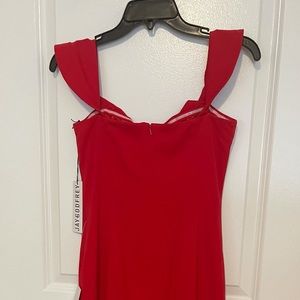 JayGodfrey red high slit midi dress